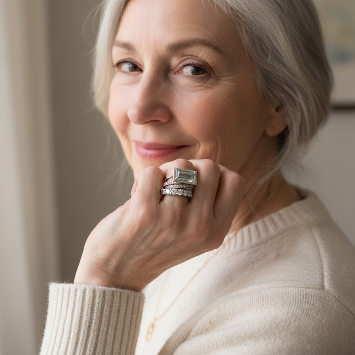 Vintage súprava prsteňov zo striebra s sklenenou tyrkysovou