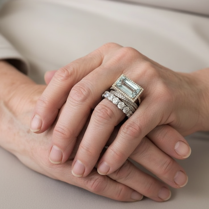 Vintage súprava prsteňov zo striebra s sklenenou tyrkysovou