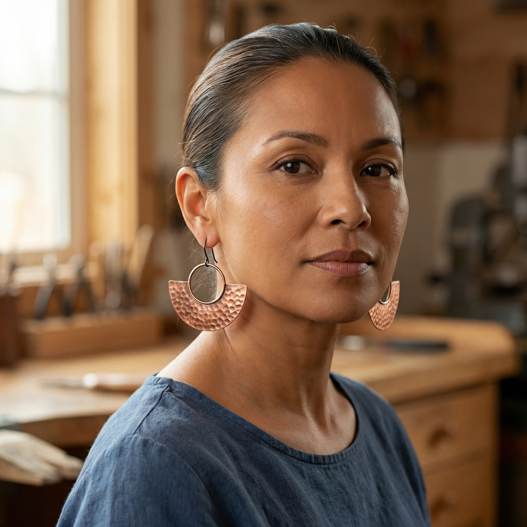 Kvapka – medené náušnice