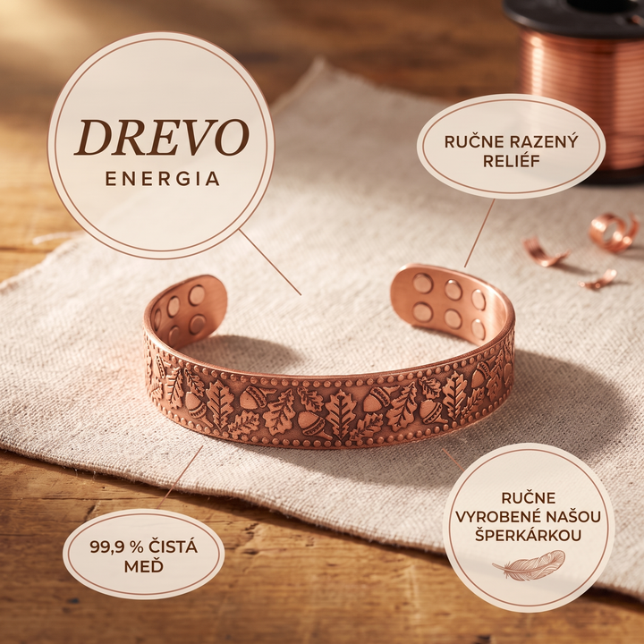 Drevo – medený náramok