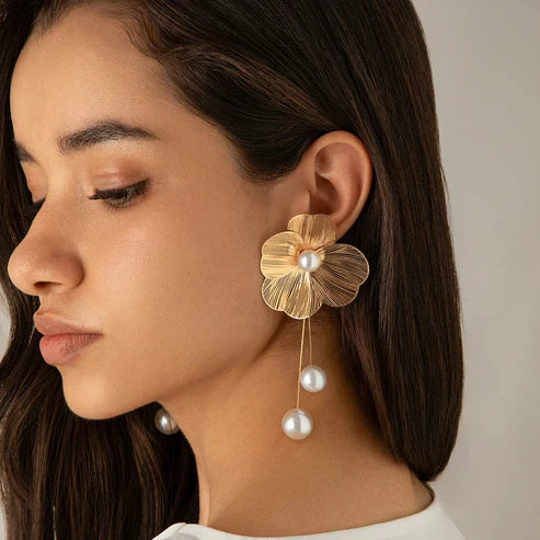 Bohémske náušnice s perlami a lupienkami